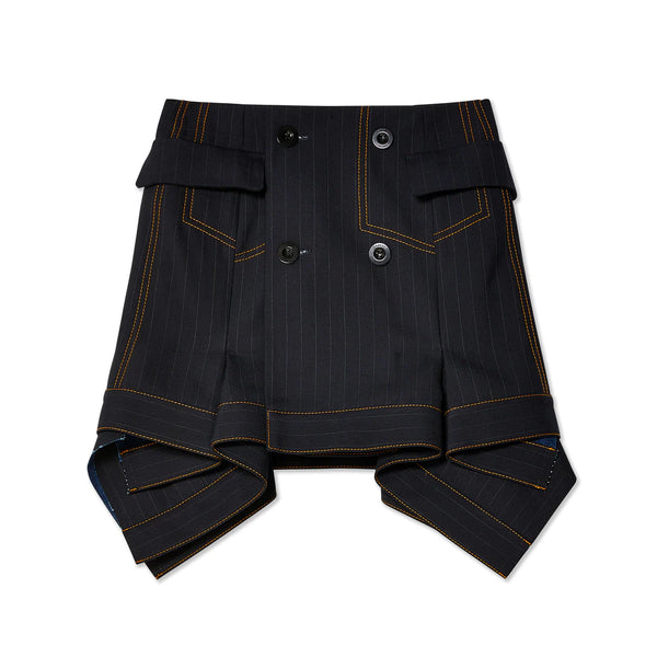 Sacai - Women's Chalk Stripe Bonding Skirt - (201 Navy)
