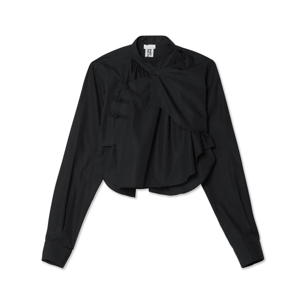 Noir Kei Ninomiya - Women's Cropped Collarless Shirt - (1 Black)