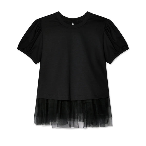 Noir Kei Ninomiya - Women's T-Shirt W Tulle Hem - (1 Black)