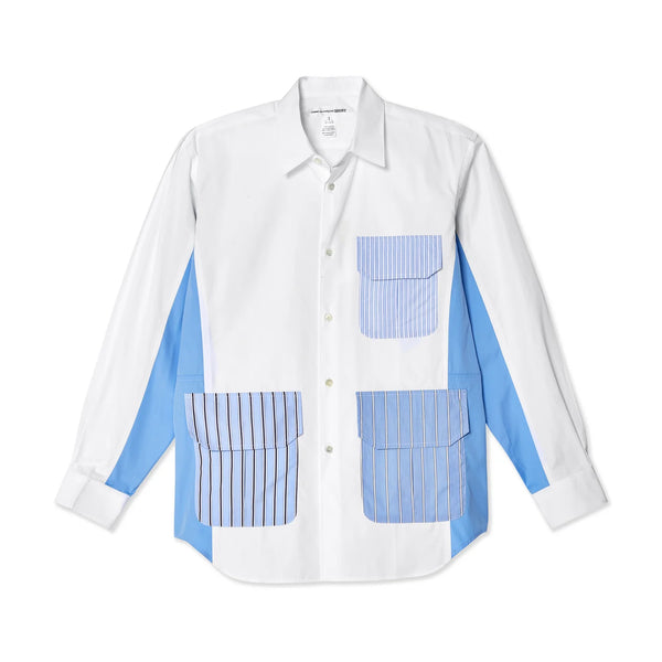 CDG SHIRT - Men's Dress Shirt With Pockets - (1 White / Stripe)
