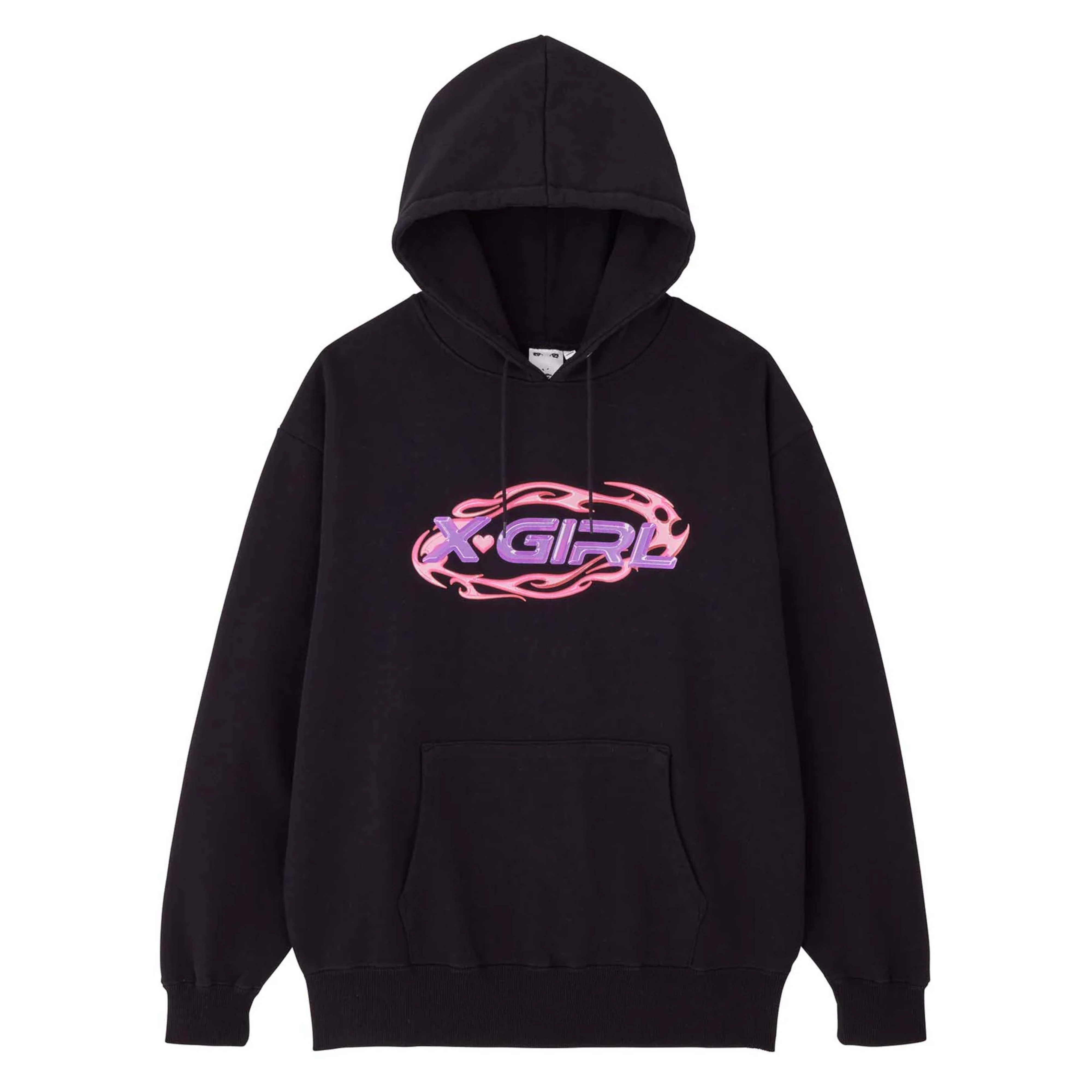 X-GIRL - Tribal Oval Logo Embroidery Sweat Hoodie - (10 Black)