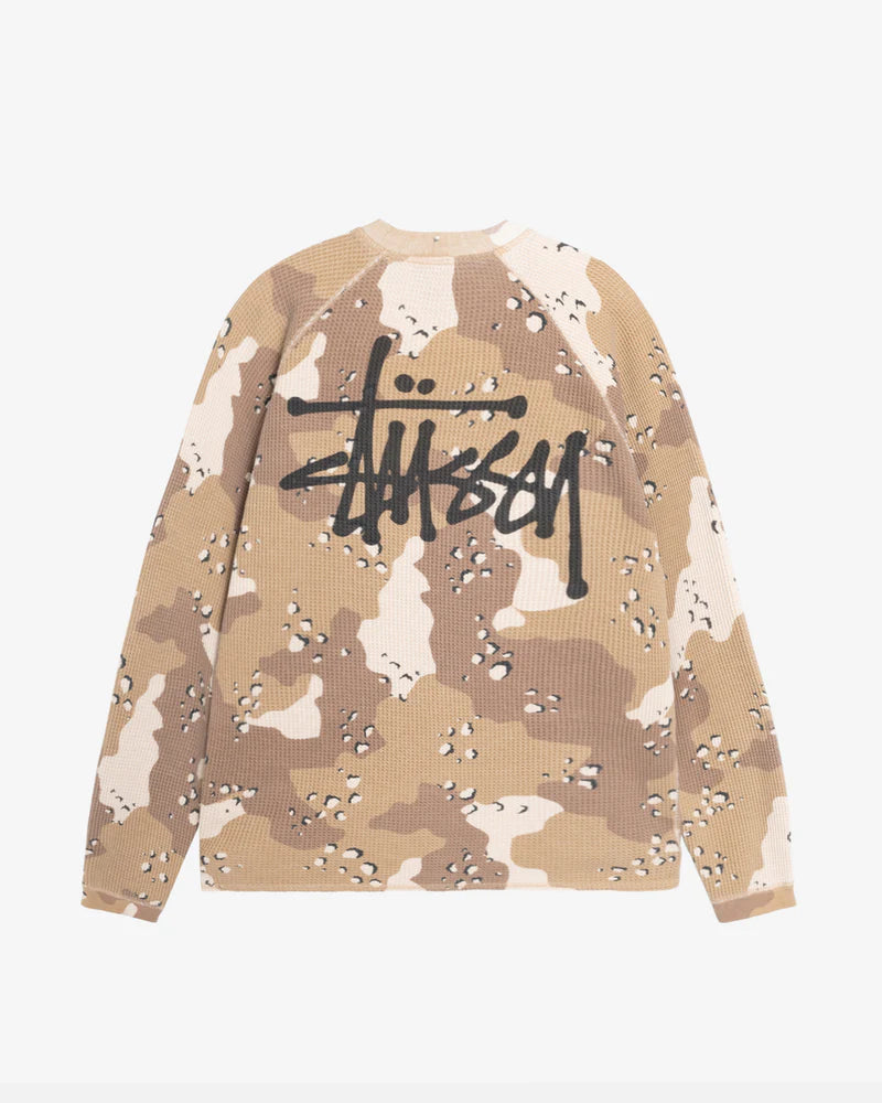 Stüssy: Men's Raglan Thermal Long Sleeve Crew (Desert Camo) | DSMS