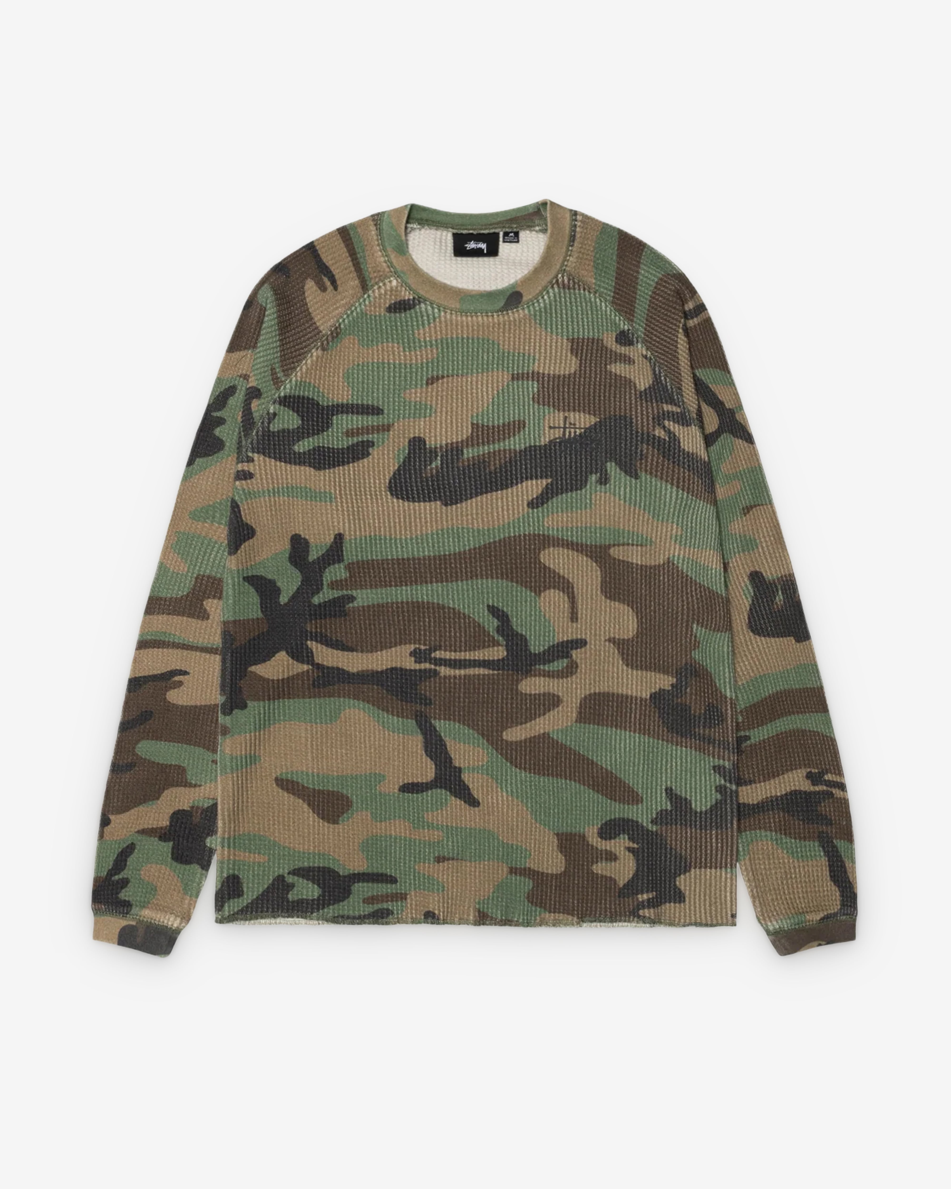Stüssy: Men's Raglan Thermal Basic Stock (Woodland Camo