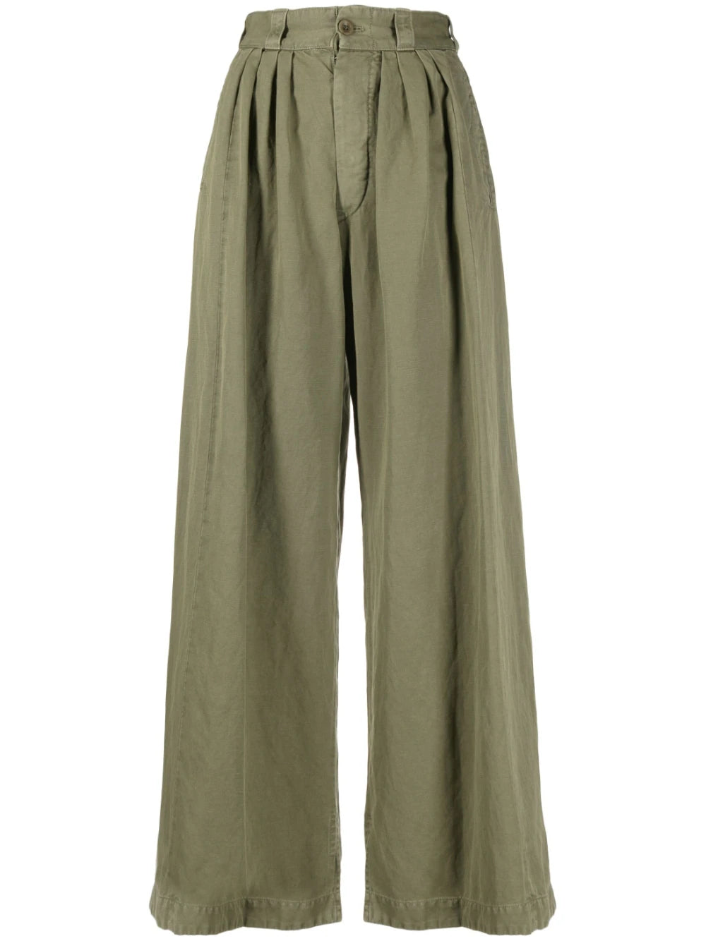 MAISON MARGIELA Women's Cotton Linen Canvas Trousers (Sage) Dover
