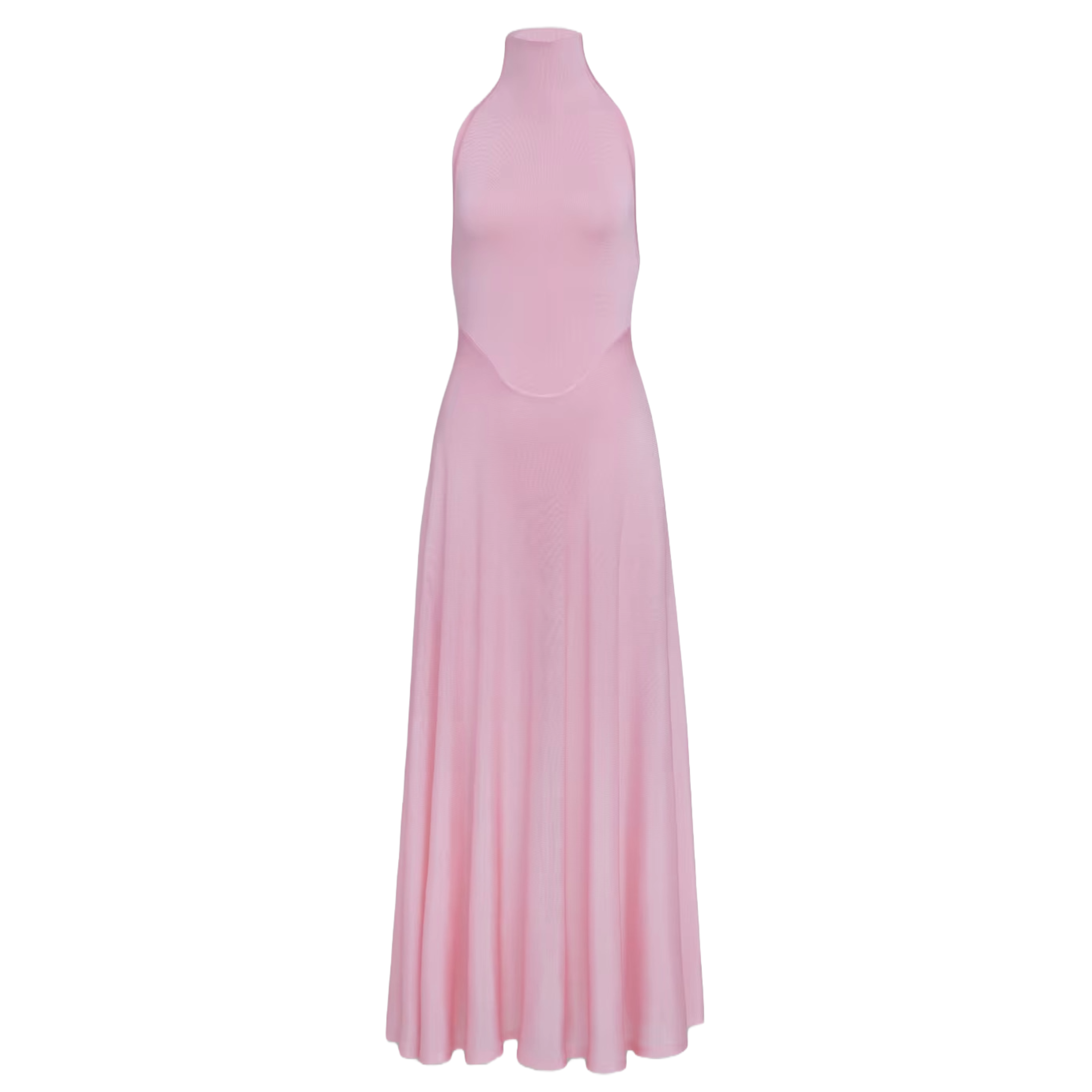 ALAÏA: Women's Shiny Flared Dress (Pink) | DSMS E-SHOP