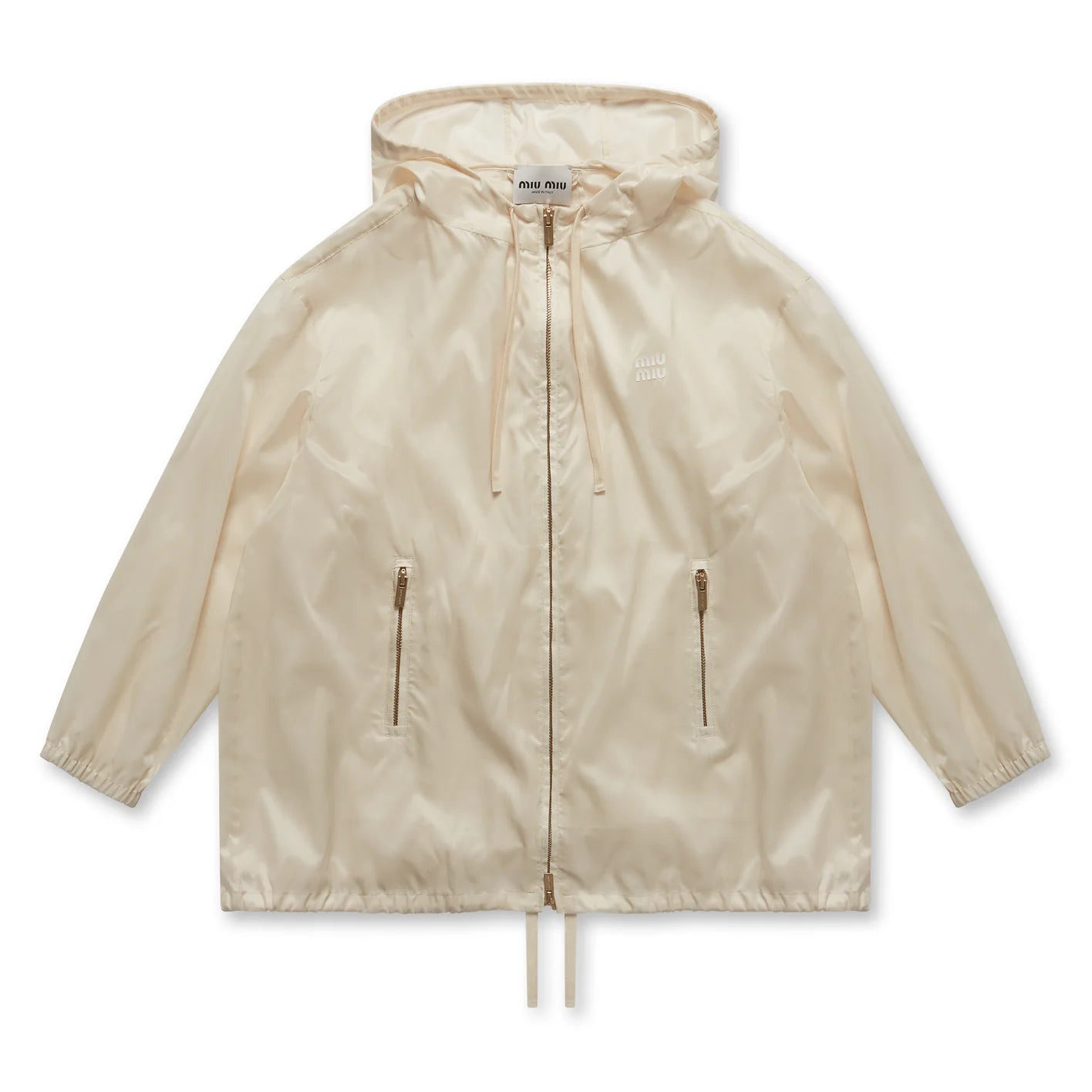 Miu Miu: Women'S Technical Silk Blouson Jacket (Avorio Miu Miu: Women'S Technical Silk Blouson Jacket (Avorio