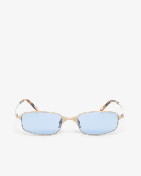 Stüssy: Men's Simon Sunglasses (Matte Gold/Lt. Blue Lens) | DSMS E