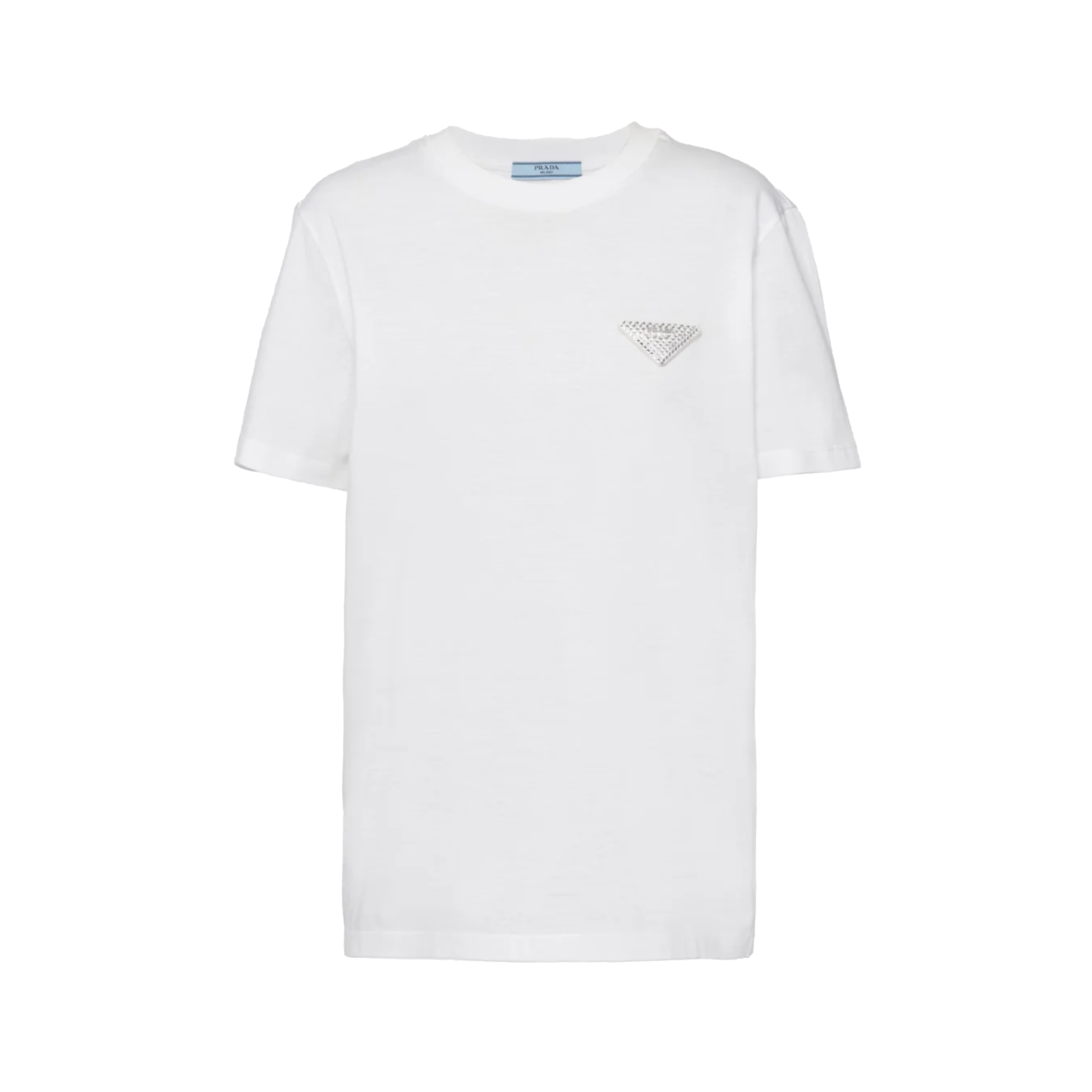 PRADA - Women's Embroidered Jersey T-Shirt - (White)