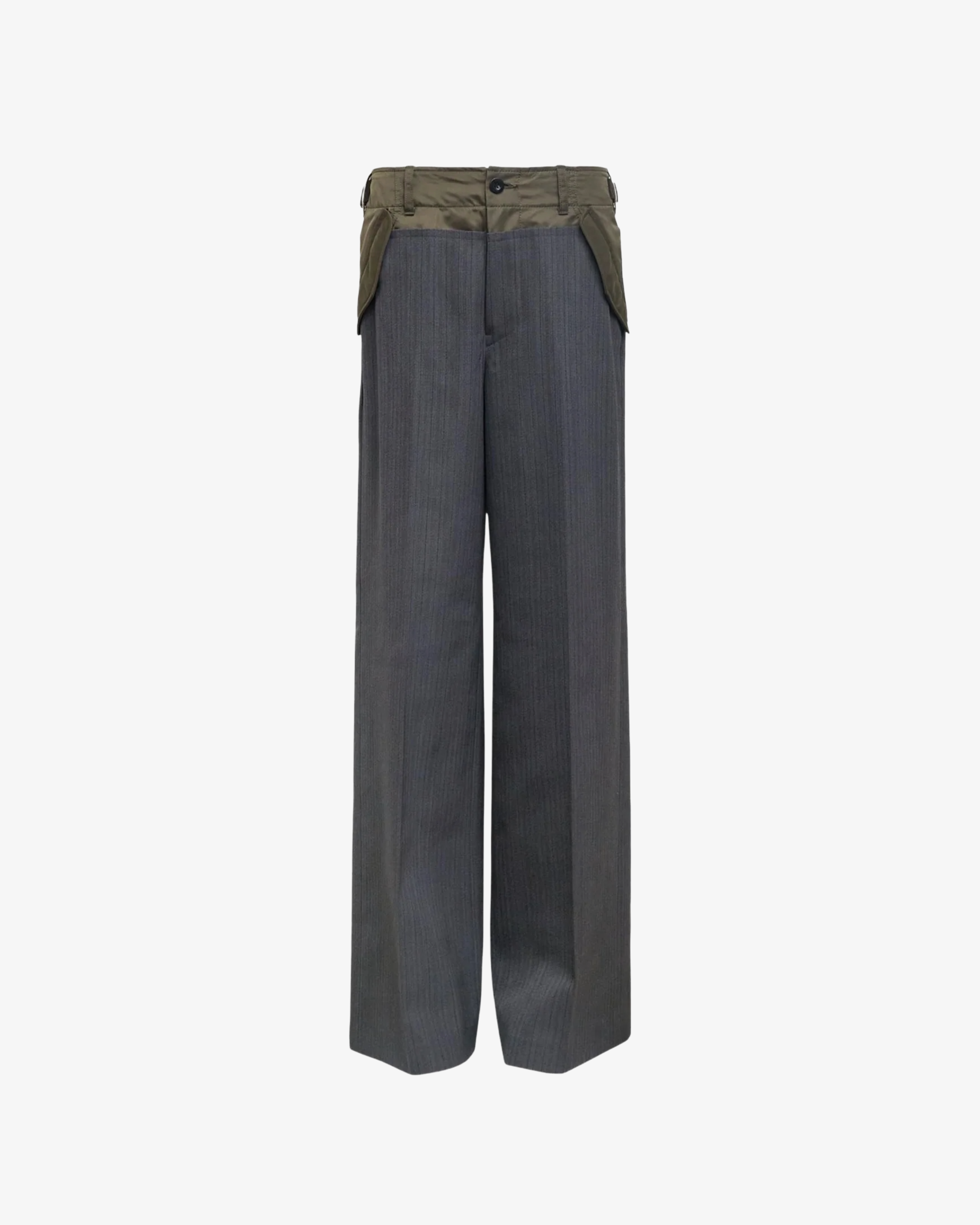 SACAI: Women's Stripe Doeskin Pants (Khaki342) | DSMS E-SHOP
