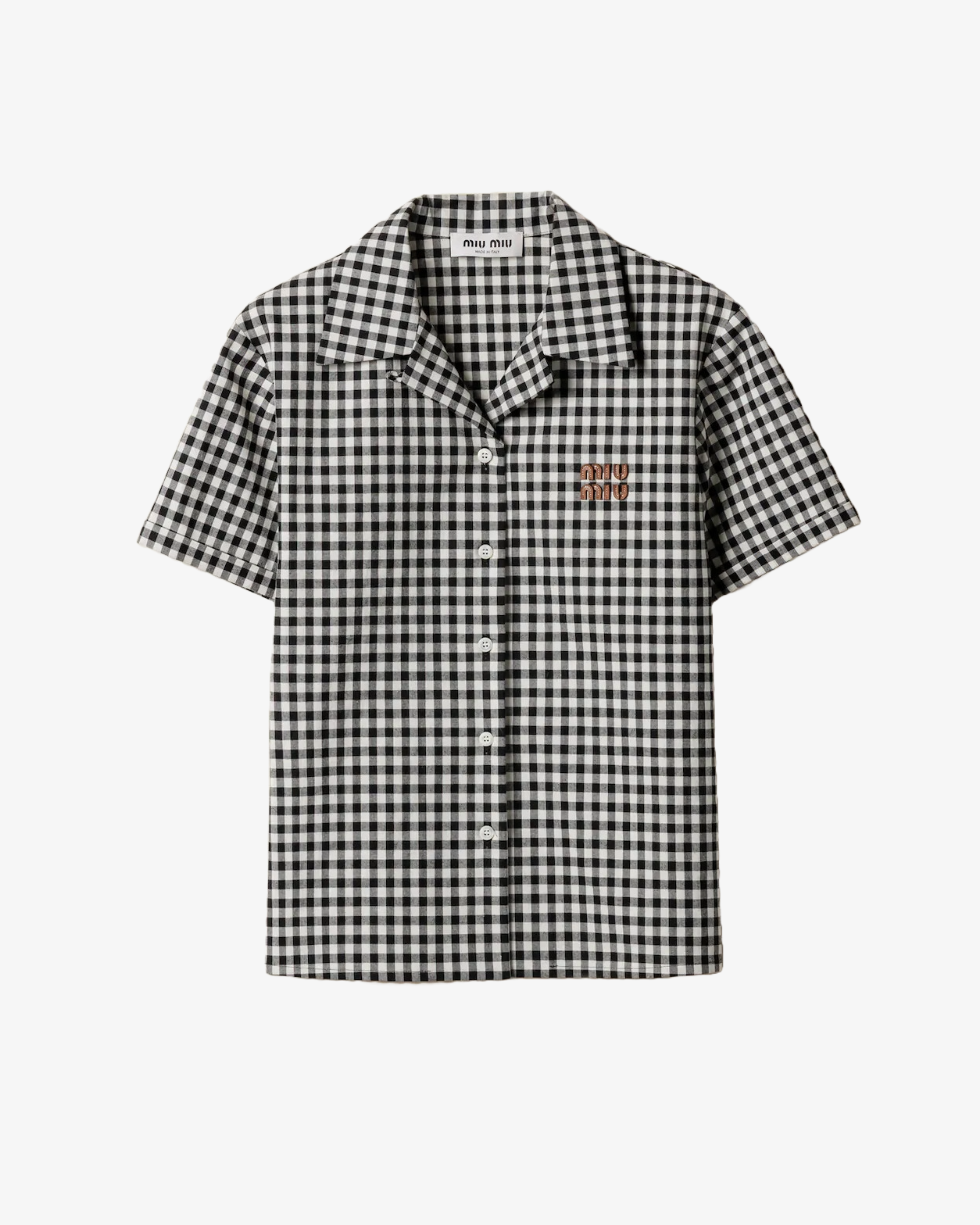 MIU MIU: Women's Gingham Check Shirt (Checks F0964) PF25 MK1947 MIU MIU: Women's Gingham Check Shirt (Checks F0964) PF25 MK1947