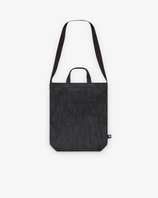 Black Comme des Garçons: Men's Denim Sling Tote Bag (Black) | DSMS