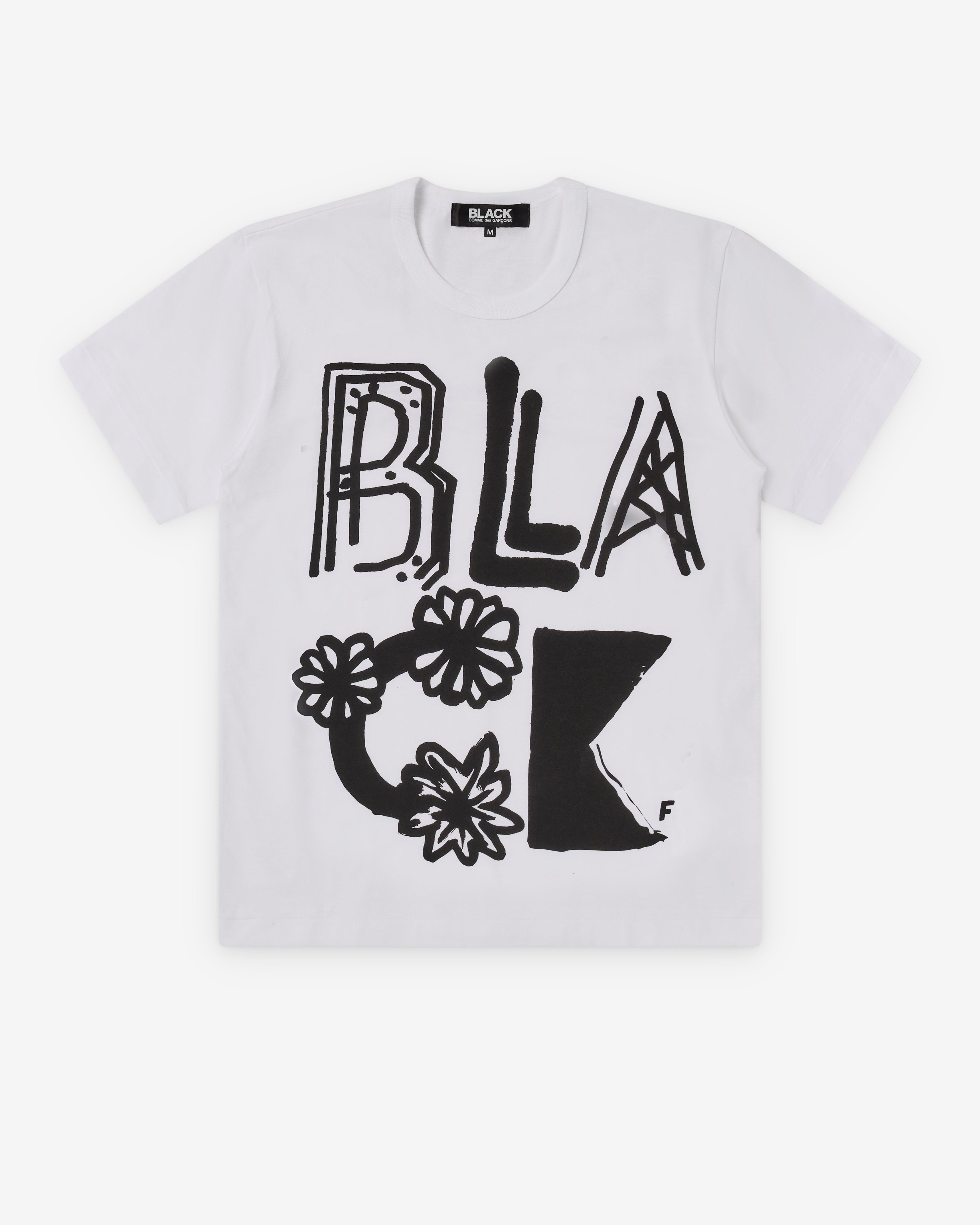 Black Comme des Garçons: Men's Black Flower T-Shirt (White) | DSMS