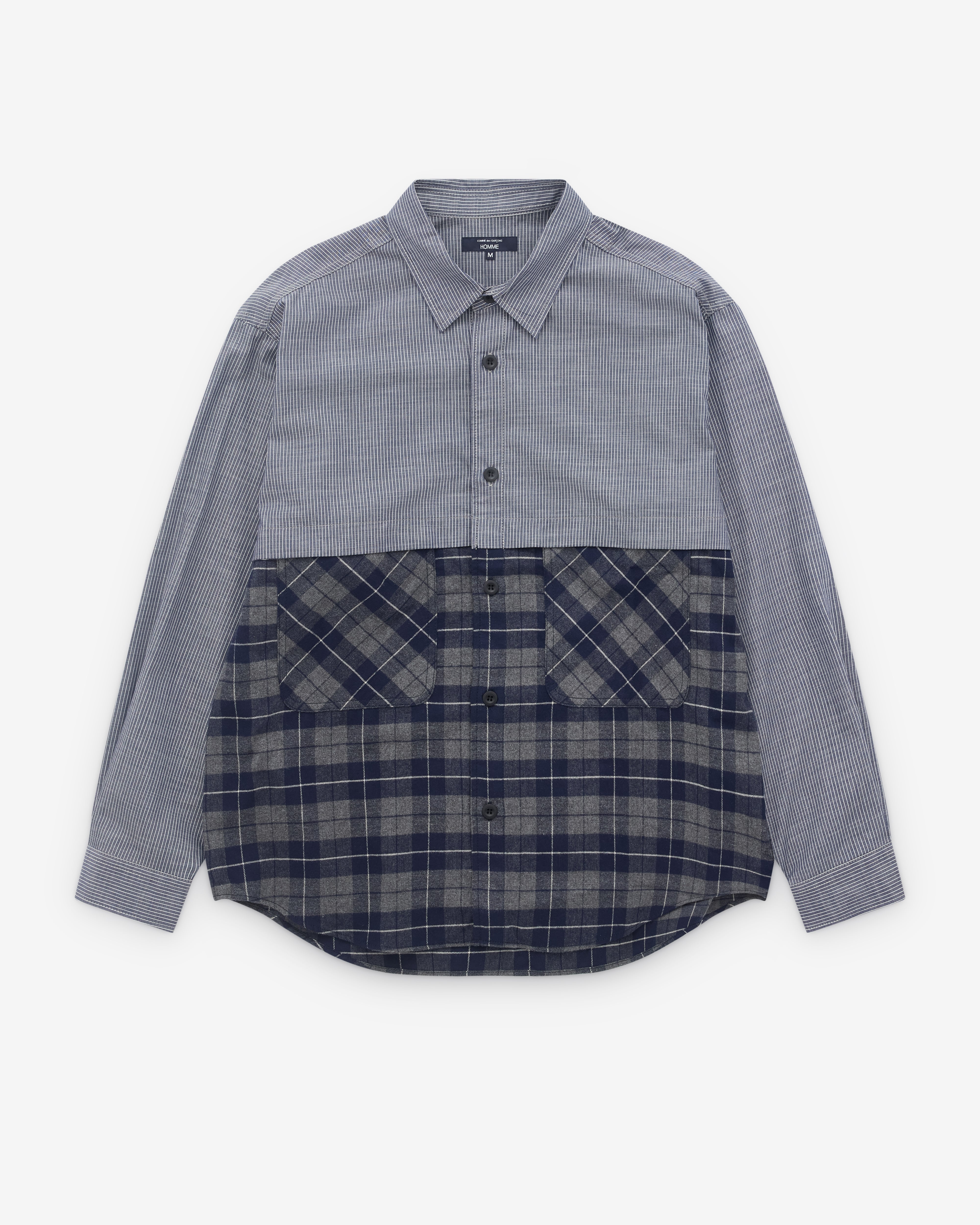 Comme des Garçons Homme: Men's Check Panel Shirt (Multi) | DSMS E-SHOP