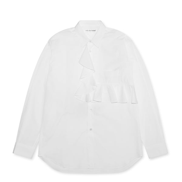 CDG SHIRT - Cotton Poplin Frill Shirt - (White)