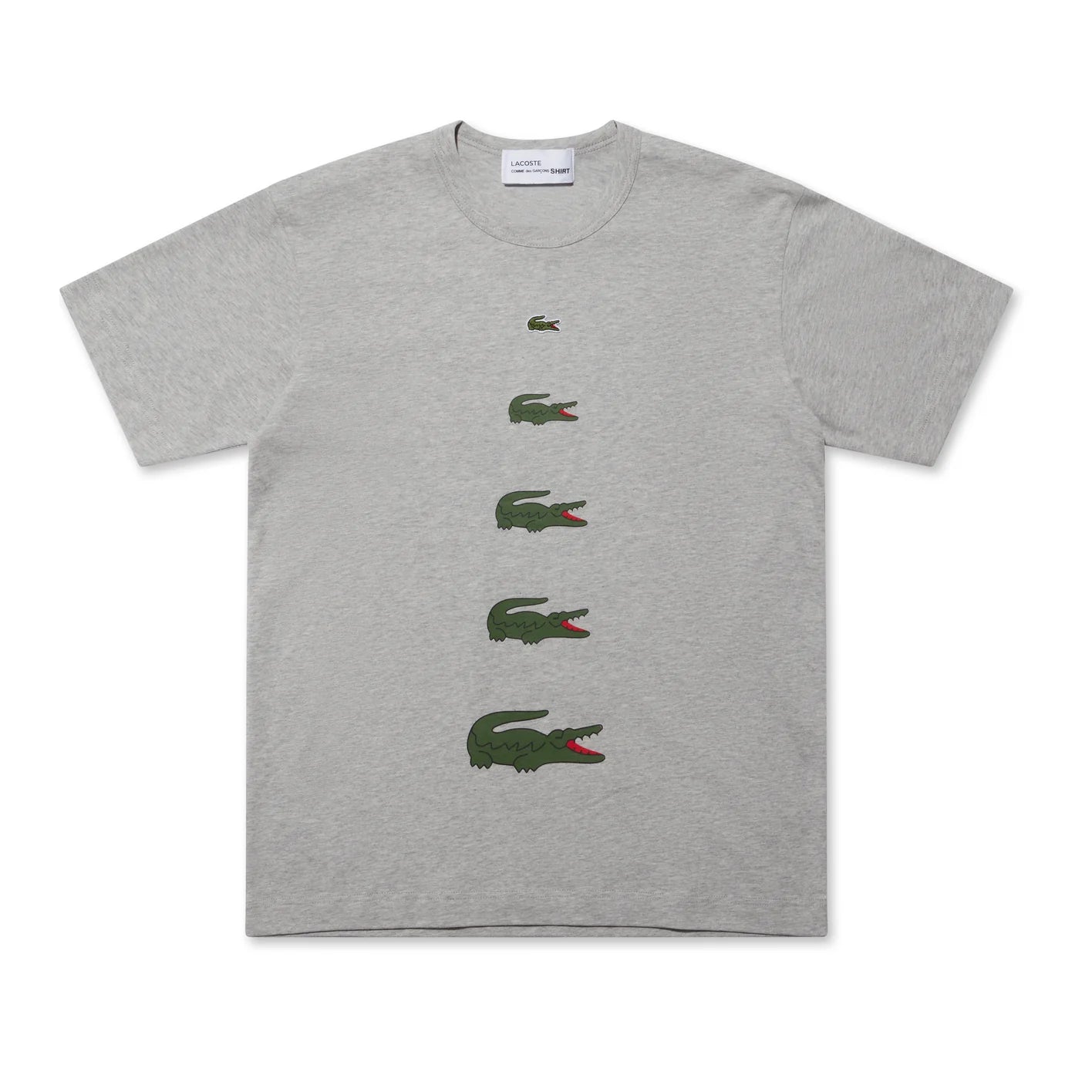 CDG Shirt Lacoste Men s Printed T Shirt Top Grey DSMS E SHOP