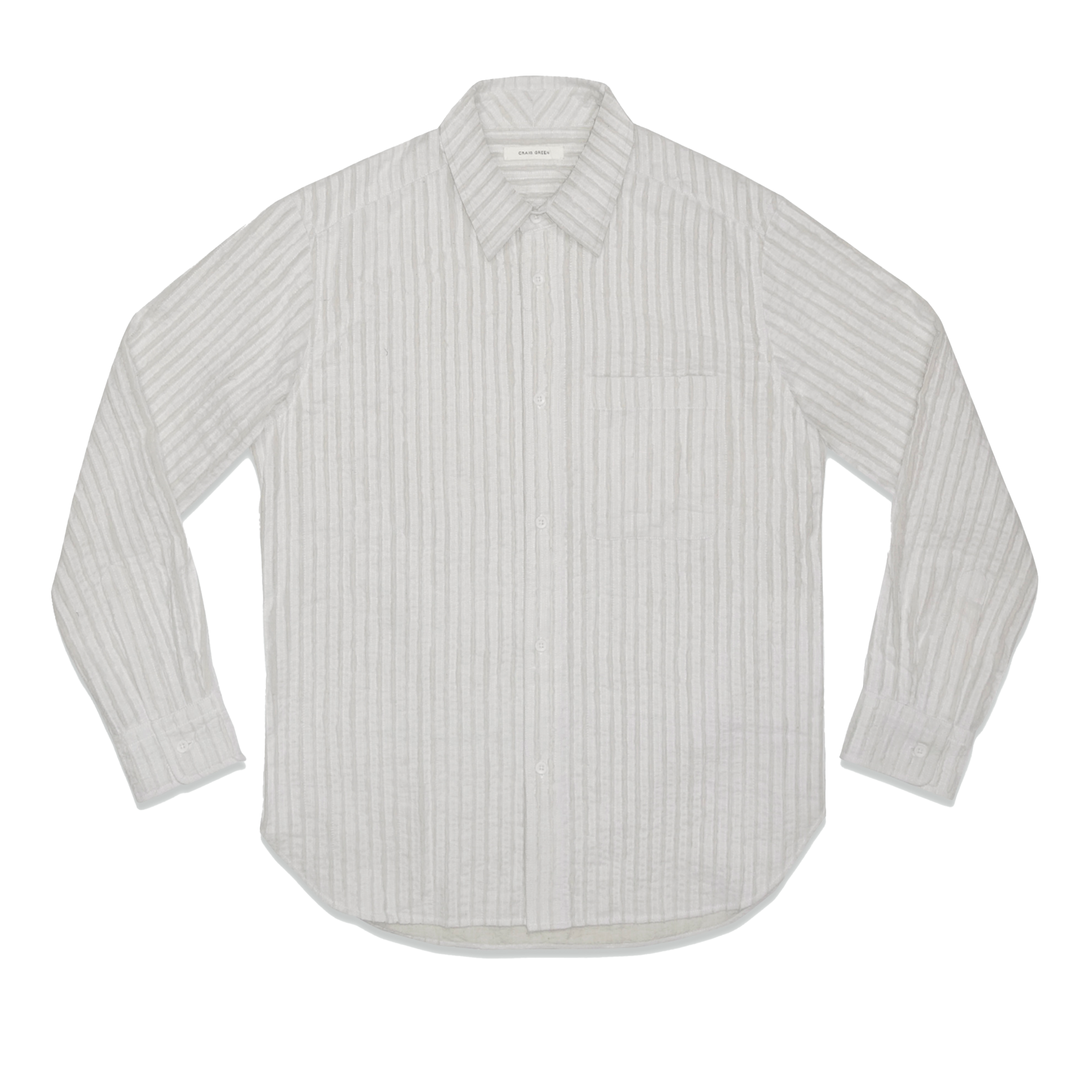 CRAIG GREEN - Men's Hand Frayed Stripe Shirt - (White) | Dover