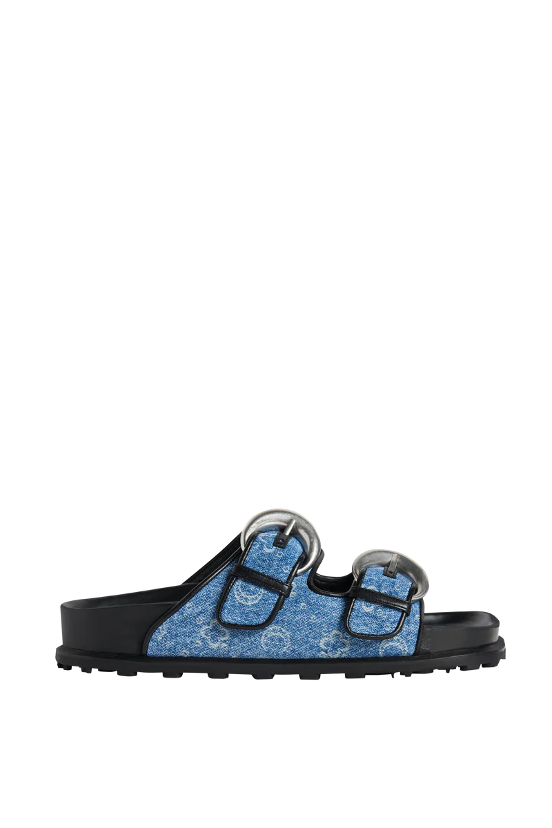 MARINE SERRE - Women's Regenerated Denim Monogram Sandals - (Medium Dark  Blue)