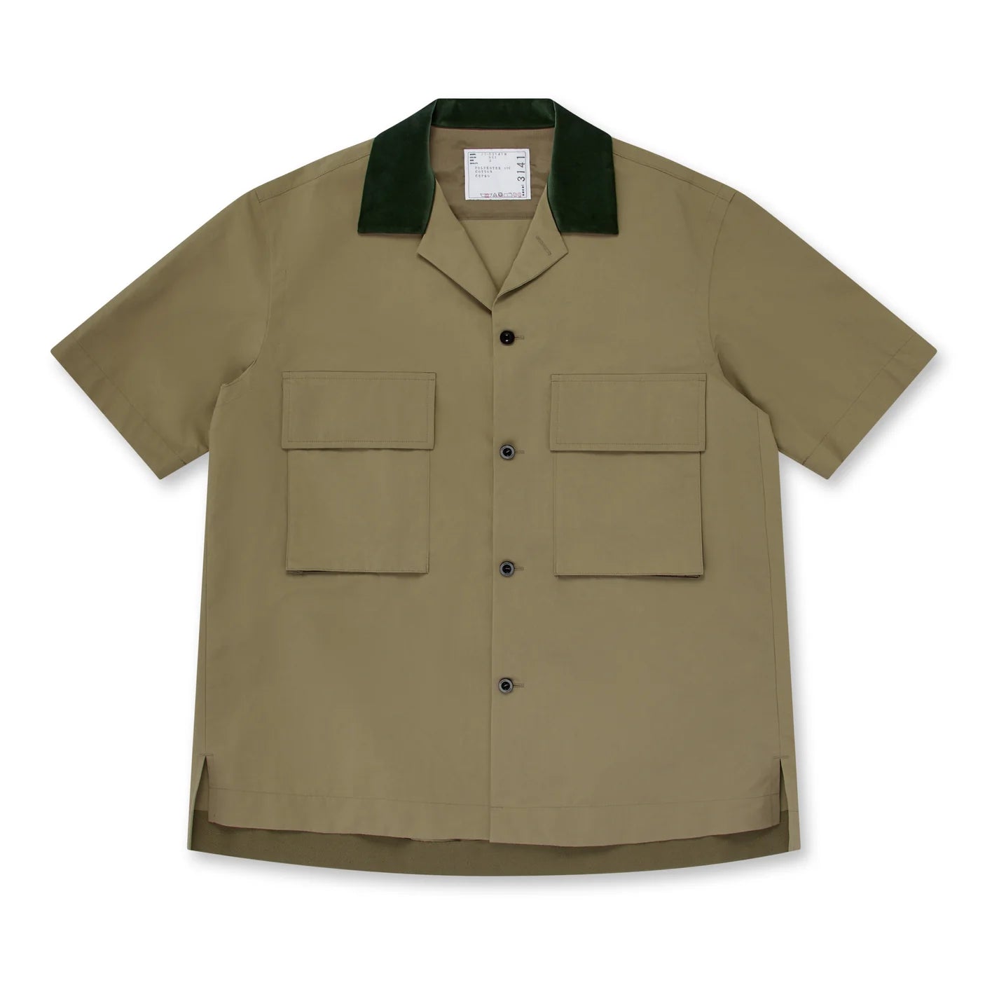 Sacai: Men's Matte Taffeta Shirt (Green) | DSMS E-SHOP Sacai: Men's Matte Taffeta Shirt (Green) | DSMS E-SHOP