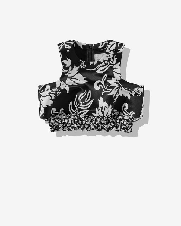 sacai - Women's Floral Print Cropped Tank Top - (1 Black) 24-07057 PS24