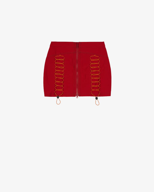 BRAIN DEAD - Women's Triple Needle Bungee Zip Mini Skirt - (Chili)