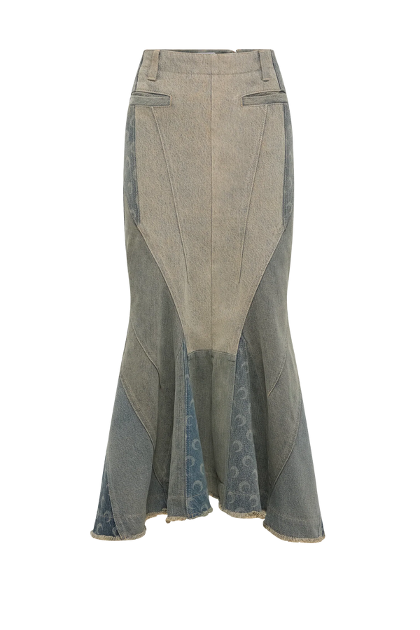 MARINE SERRE - Women's Regenerated Denim Llared Skirt - (Denim)