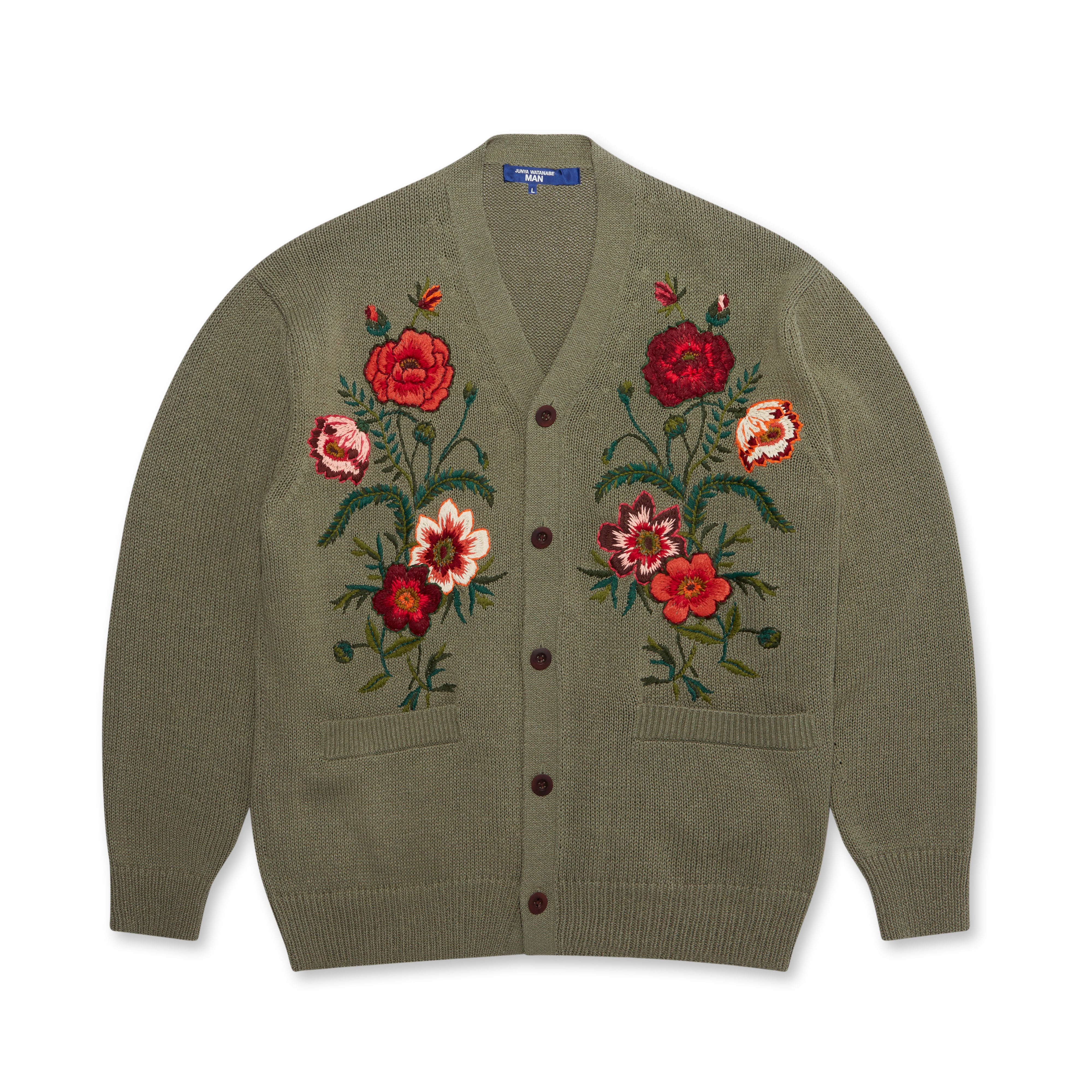 JUNYA WATANABE MAN - Cotton Flower Embroidery Cardigan - (Green