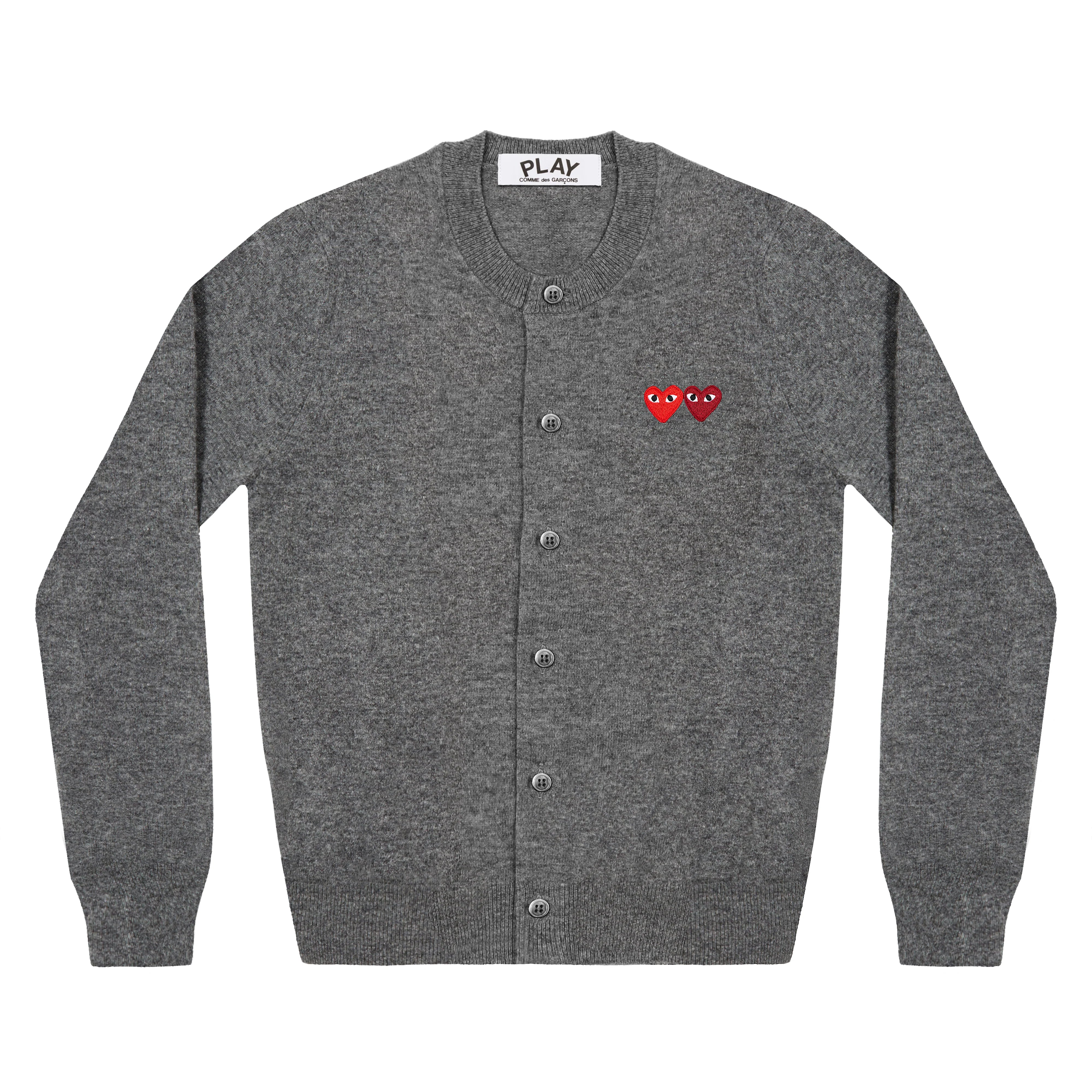 Play: Double Heart Ladies' Cardigan (N057)(Grey) | DSMS E-SHOP Play: Double Heart Ladies' Cardigan (N057)(Grey) | DSMS E-SHOP