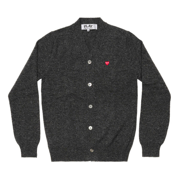PLAY - Men's Small Red Heart Cardigan - (N080)(Grey)