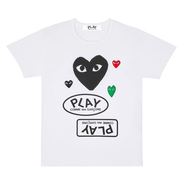PLAY - Multi Logo Big Black Heart T-Shirt - (T281)(T282)(White)