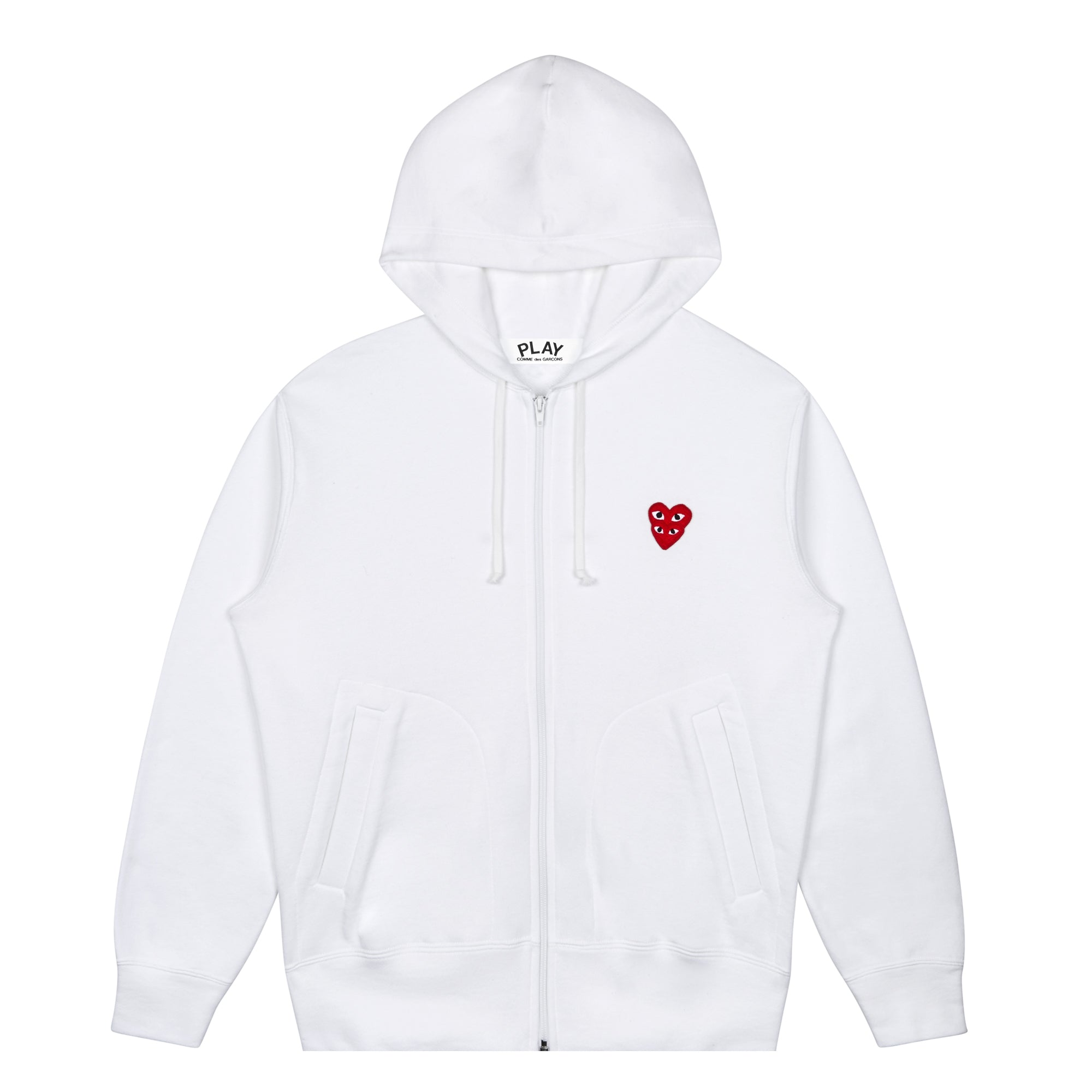 Play Hooded Sweatshirt with Double Red Emblem Hoodie (T293)(T294)(White)