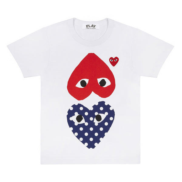 PLAY - Polka Dot With Upside Down Red Heart T-Shirt - (T239)(T240)(White)
