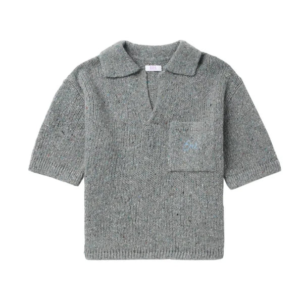ERL - Men's Poloshirt With Logo Embroidery Knit - (Grey)