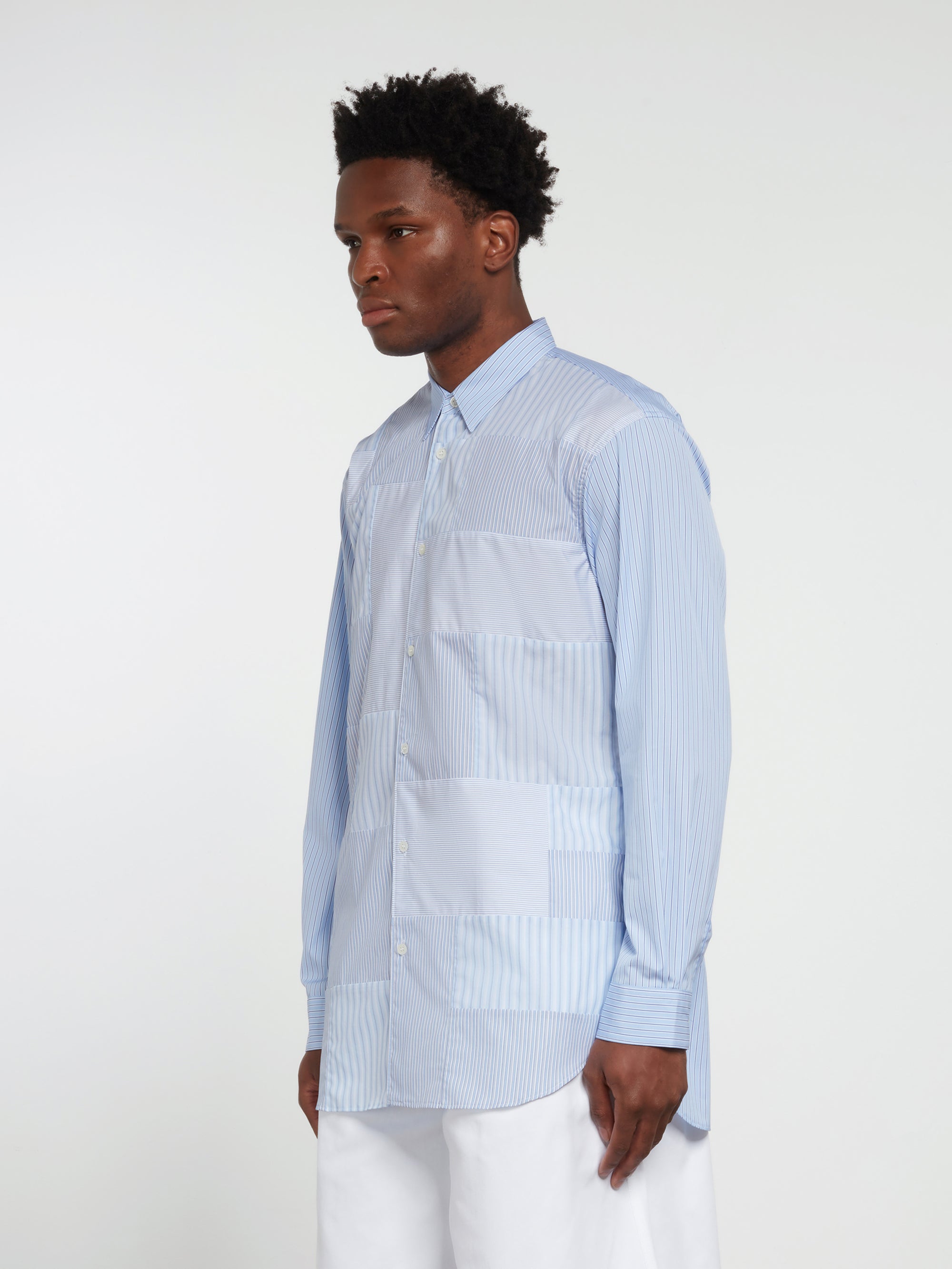 CDG SHIRT FOREVER - Classic Fit Patchwork Stripe Shirt|Dover Street ...