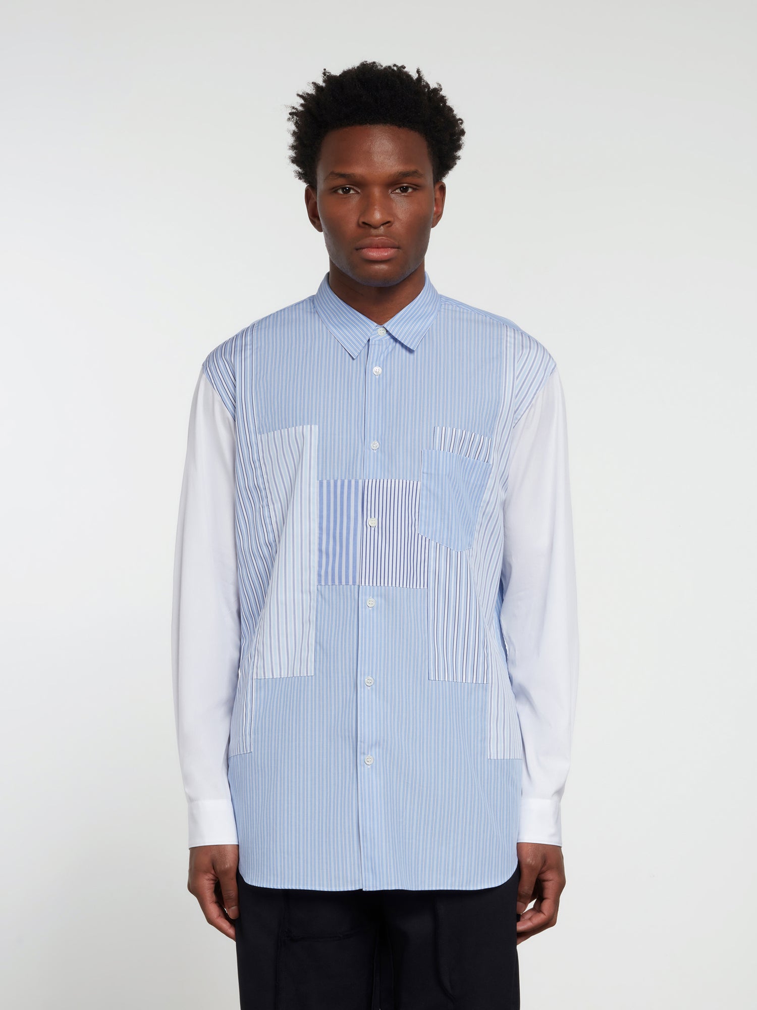 CDG SHIRT FOREVER - Classic Fit Contrast Patchwork Stripe Shirt|Dover ...