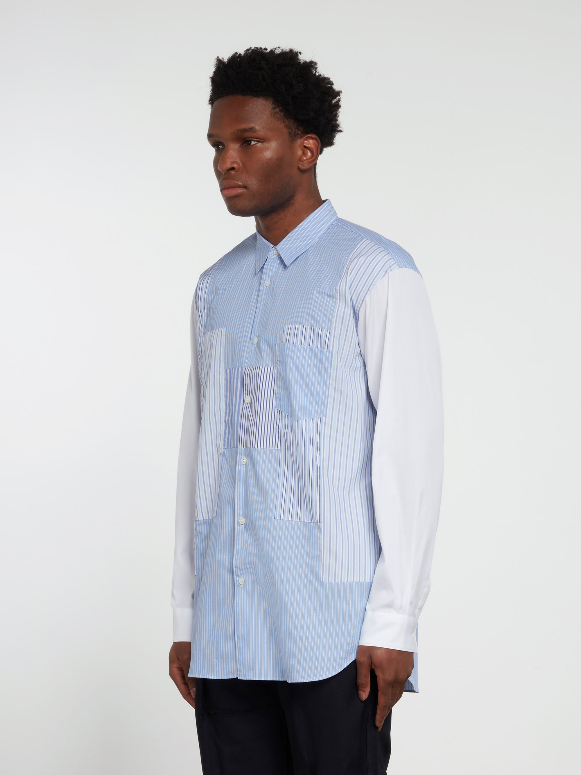 CDG SHIRT FOREVER - Classic Fit Contrast Patchwork Stripe Shirt view 4