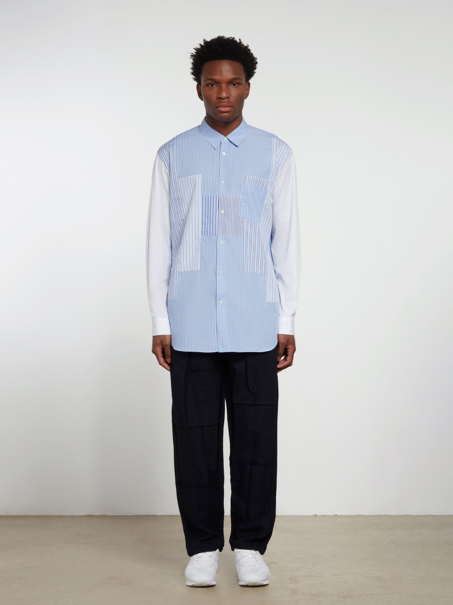 CDG SHIRT FOREVER: Classic Fit Contrast Patchwork Stripe Shirt | DSMS E ...