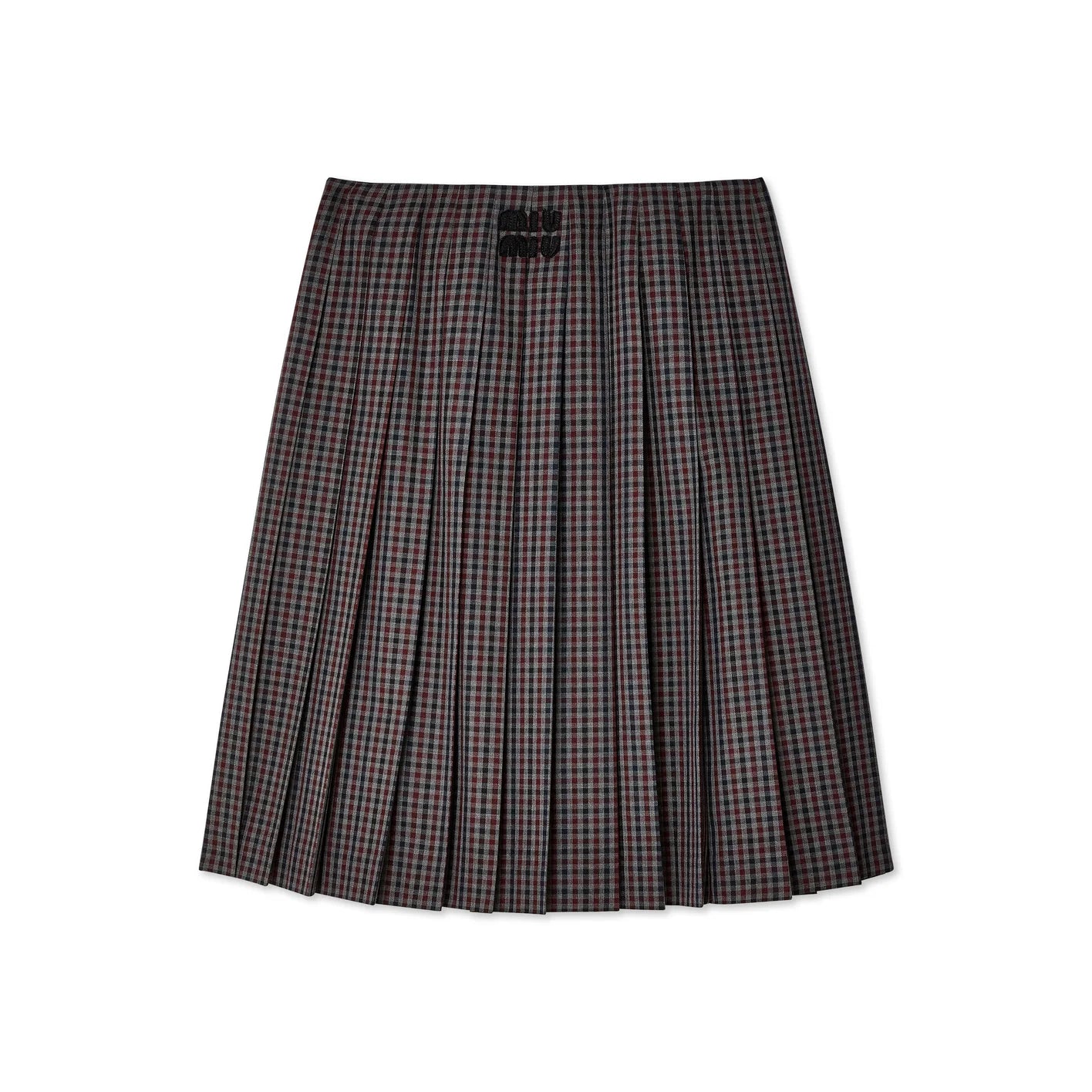 MIU MIU: Women's Pleated Gingham Check Skirt | DSMS E-SHOP