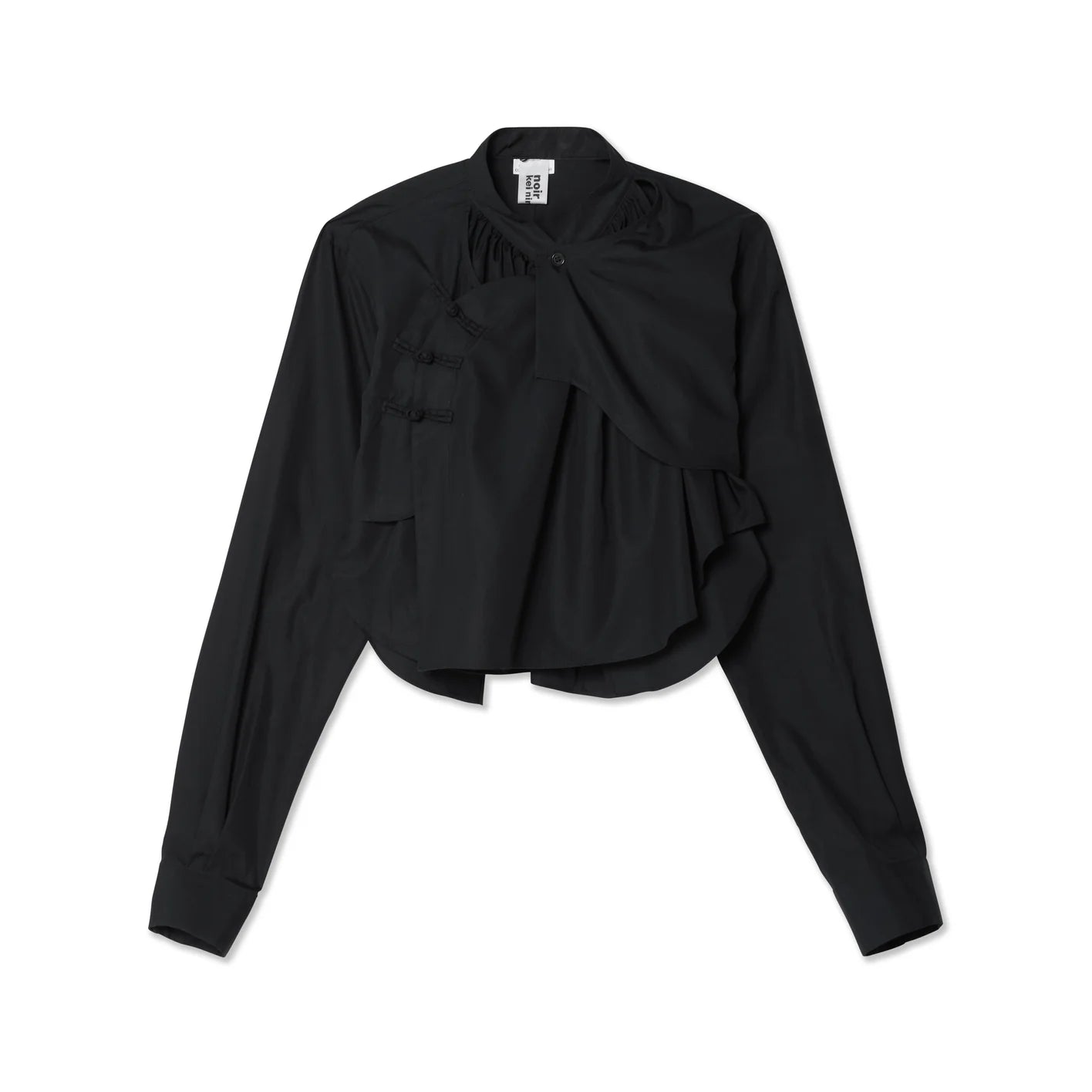Noir Kei Ninomiya: Women's Cropped Collarless Shirt (1 Black 