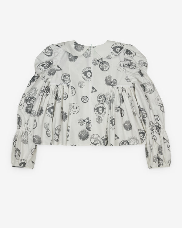 Chopova Lowena_Chopova Lowena - Women's Willa Stamped Blouse - (White)_BLOUSES