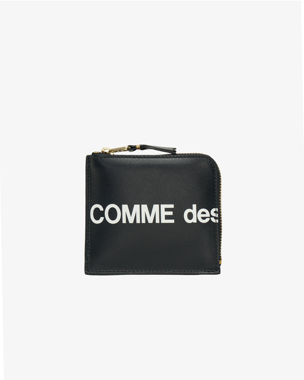 CDG Wallet - Huge Logo L-Shape Zip - (Black)