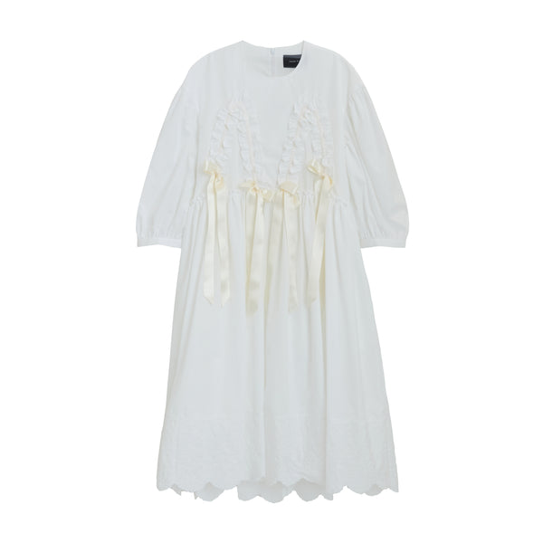 SIMONE ROCHA - Women's Puff Sleeve Smock Dress - (White)
