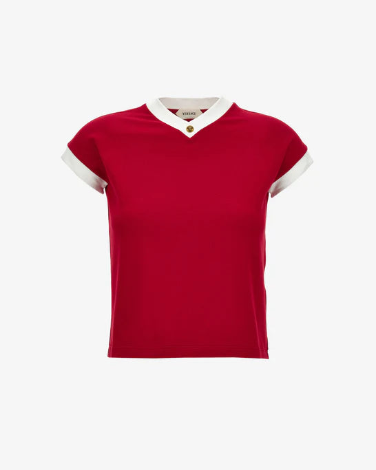VERSACE_VERSACE - Women's Stretch Cotton-Jersey T-Shirt - (Red)_TEES