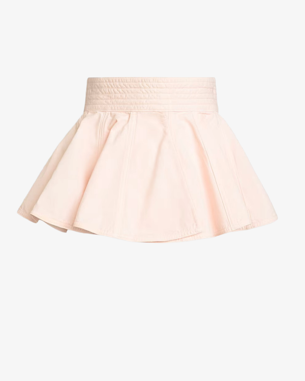 ALAÏA - Women's Peplum Belt Tinted Denim - (Pink)