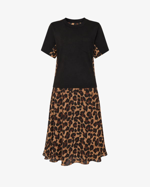SACAI - Women's Leopard X Cotton Jersey Dress - (Animal Print)