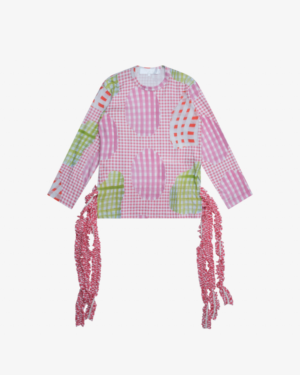 Tao - Women's Printed Gingham Check Tee - (Pink)