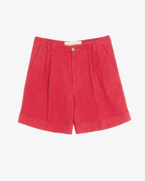 VALENTINO - Men's Cuffed Linen Bermuda Shorts - (Red)