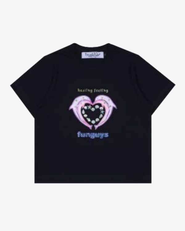FUNGUYS - Men's Dolphin Baby Tee  - (Black)