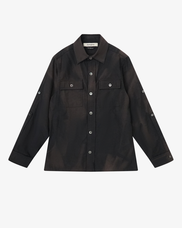 Jiyongkim - Men's Sun-Bleached Raw-Edge Shirt - (Black)