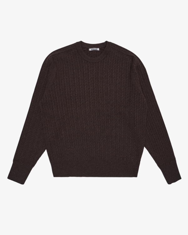 AURALEE - Men's Super Fine Wool Aran Knit - (Brown)