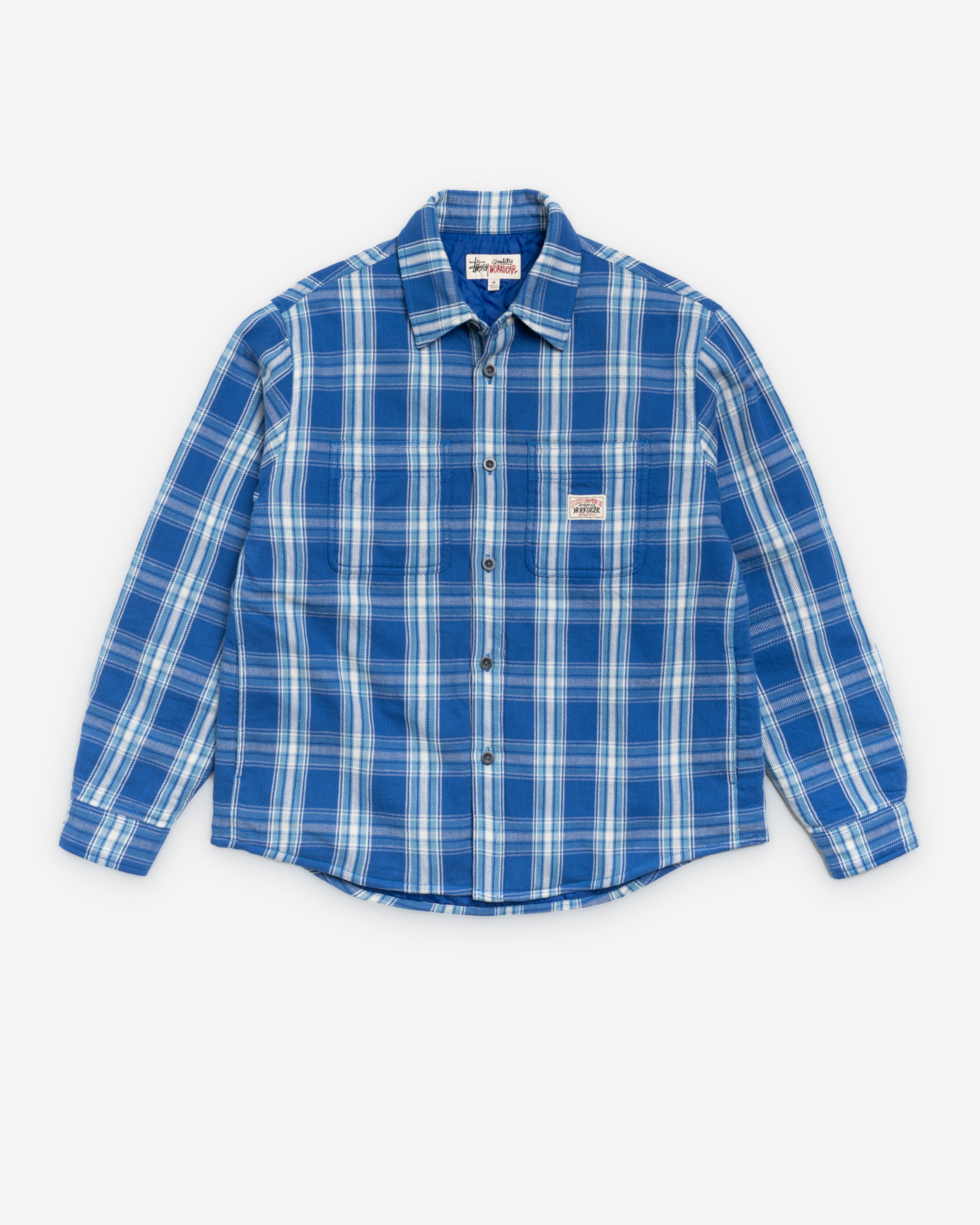 Stüssy : Men's Lau Plaid Shirt Jacket (Blue) | DSMS E-SHOP